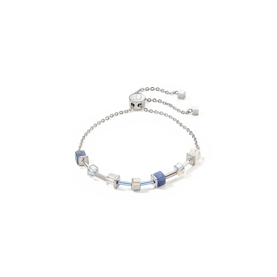 GeoCUBE® Precious & Slider Closure Armband silber-blau