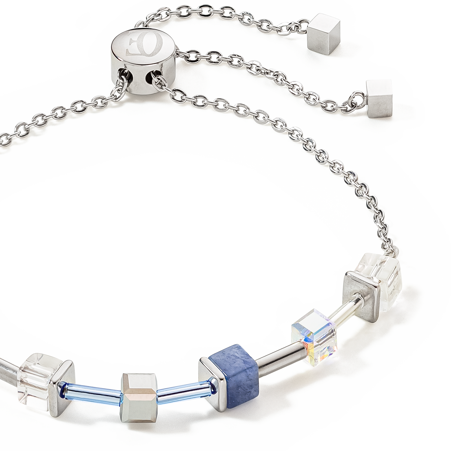 GeoCUBE® Precious & Slider Closure Armband silber-blau