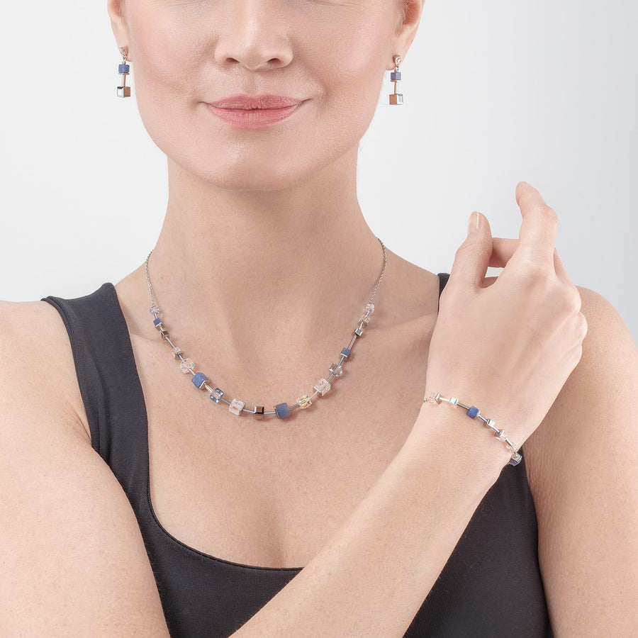 GeoCUBE® Precious & Slider Closure Armband silber-blau
