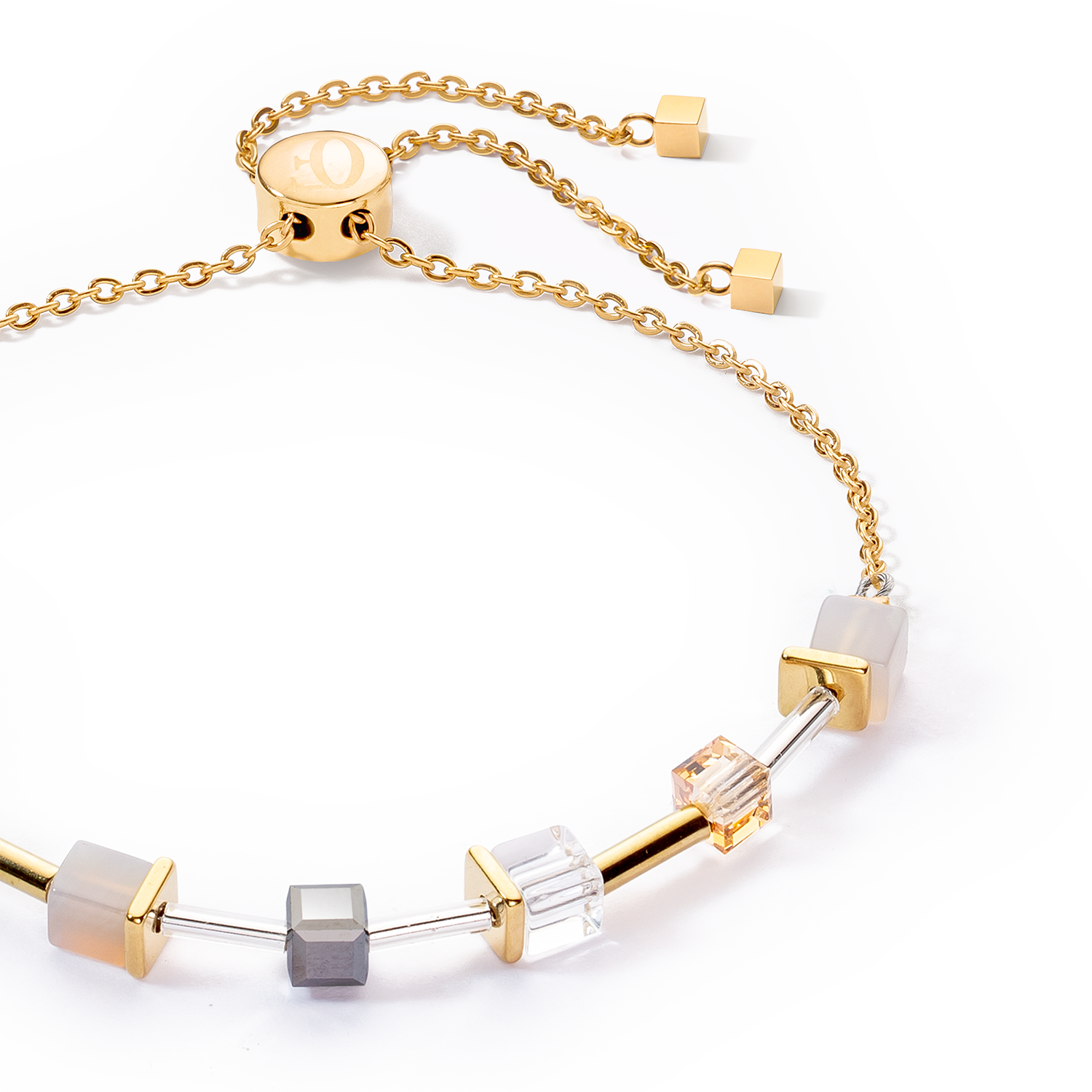 GeoCUBE® Precious & Slider Closure Armband gold-grau