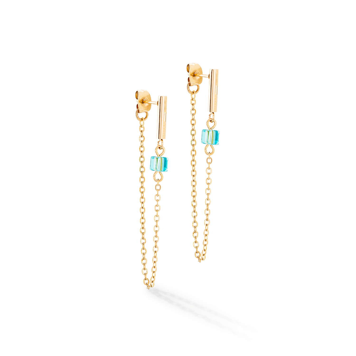 Ohrringe Mini Cubes & Chain Gold-Multicolor