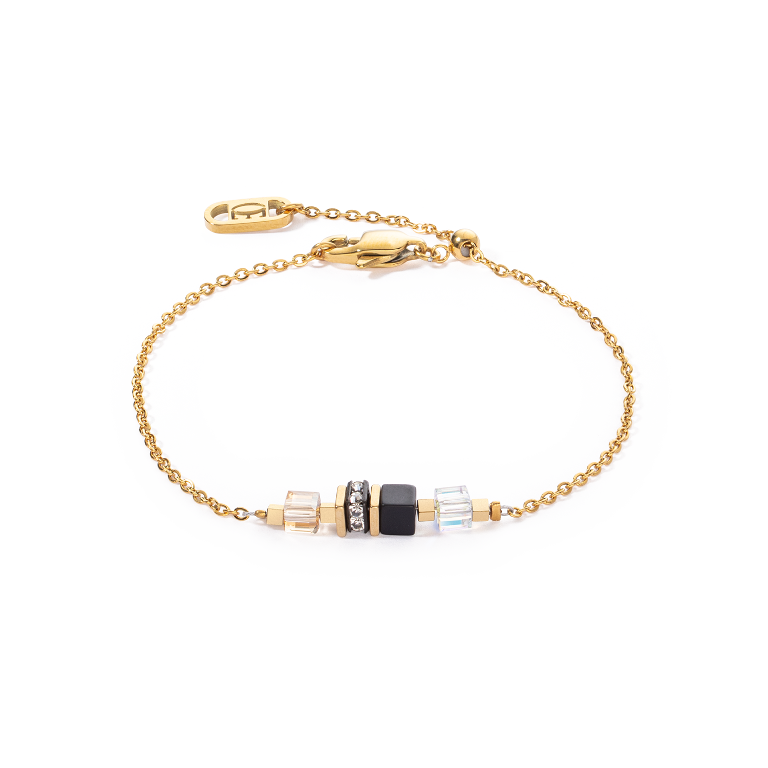 Armband Mini Cubes & Chain Gold-Schwarz