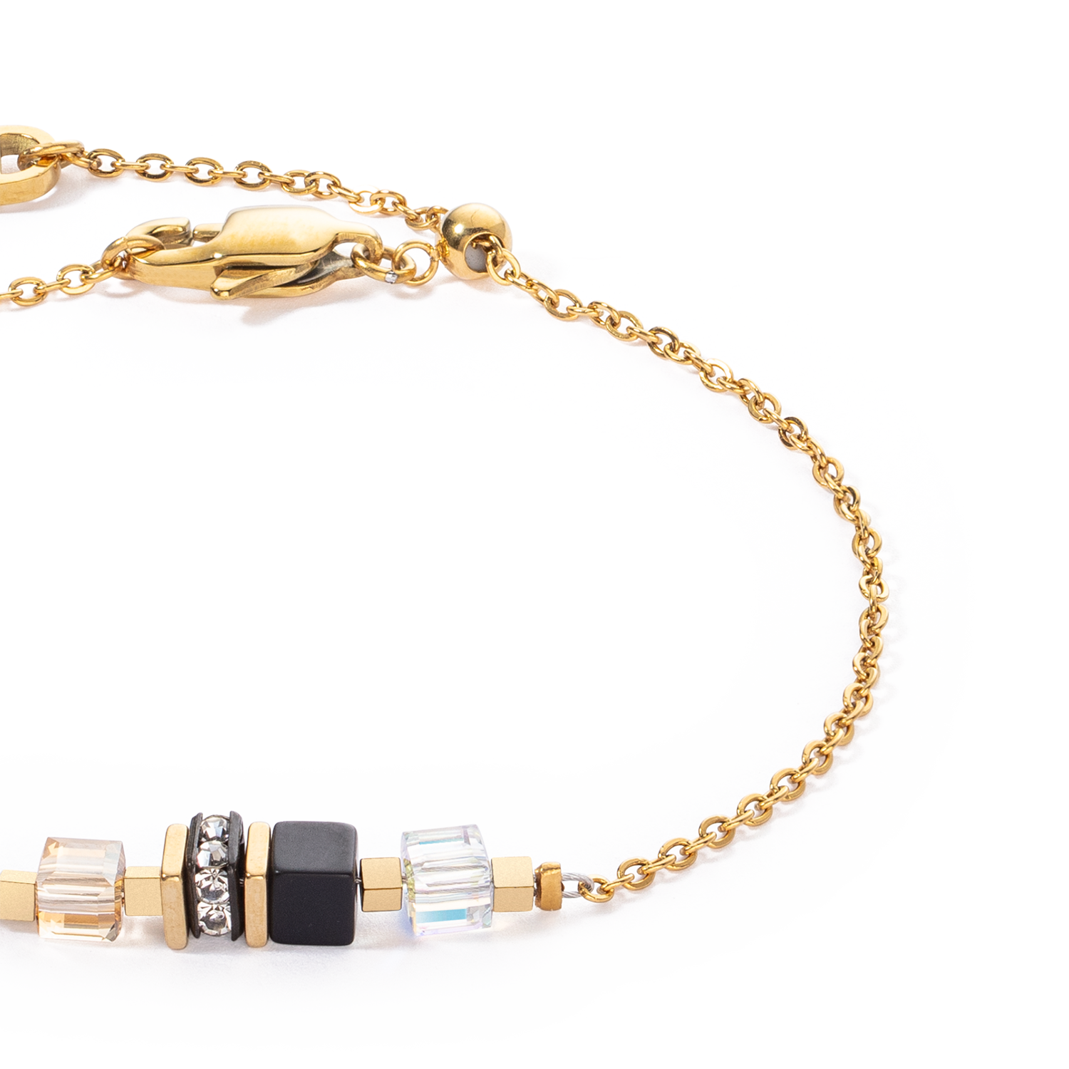 Armband Mini Cubes & Chain Gold-Schwarz