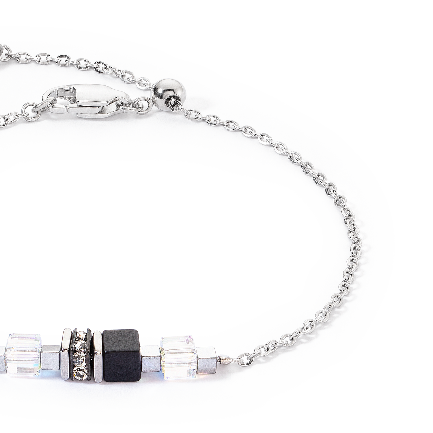 Armband Mini Cubes & Chain silber-schwarz
