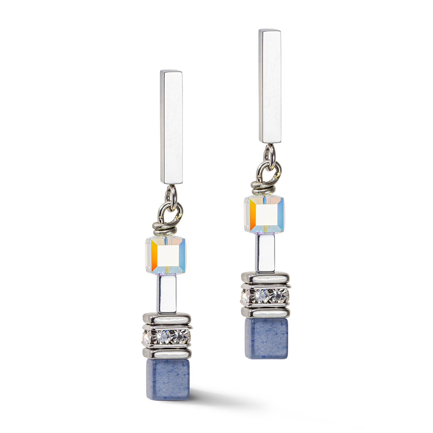 GeoCUBE® Precious Fusion Chunky Chain Ohrringe hellblau von COEUR DE LION – Detailaufnahme