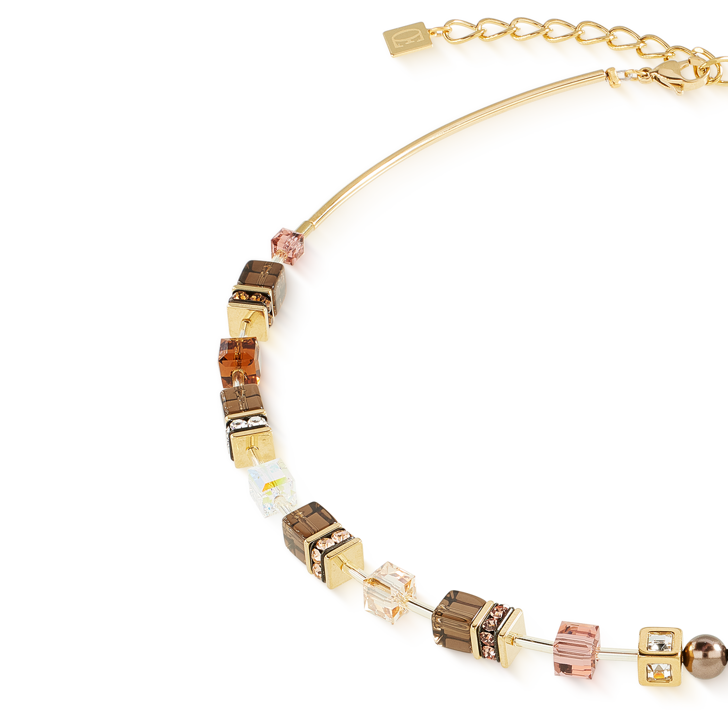 GeoCUBE® Precious Fusion Pearls Halskette Mocha Mousse von COEUR DE LION – Detailaufnahme