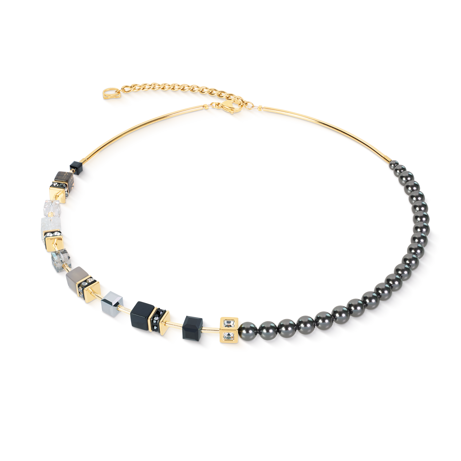 GeoCUBE® Precious Fusion Pearls Halskette Anthracite Glow