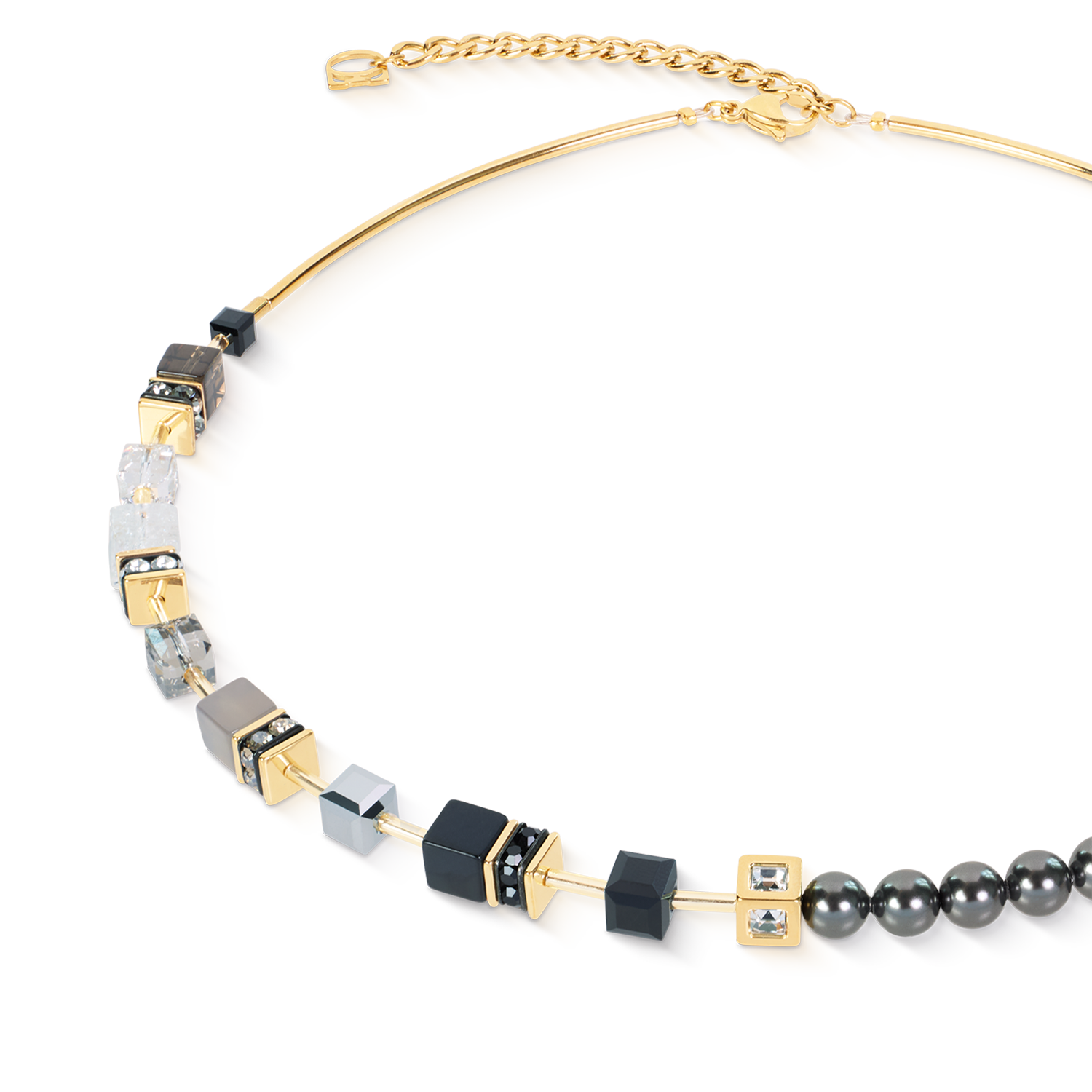 GeoCUBE® Precious Fusion Pearls Halskette Anthracite Glow