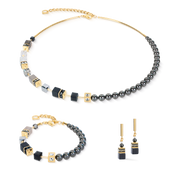 GeoCUBE® Precious Fusion Pearls Halskette Anthracite Glow von COEUR DE LION – im Set mit passenden Schmuckstücken