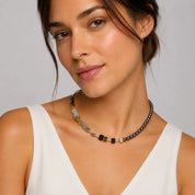 COEUR DE LION GeoCUBE® Precious Fusion Pearls Halskette Anthracite Glow – am Model
