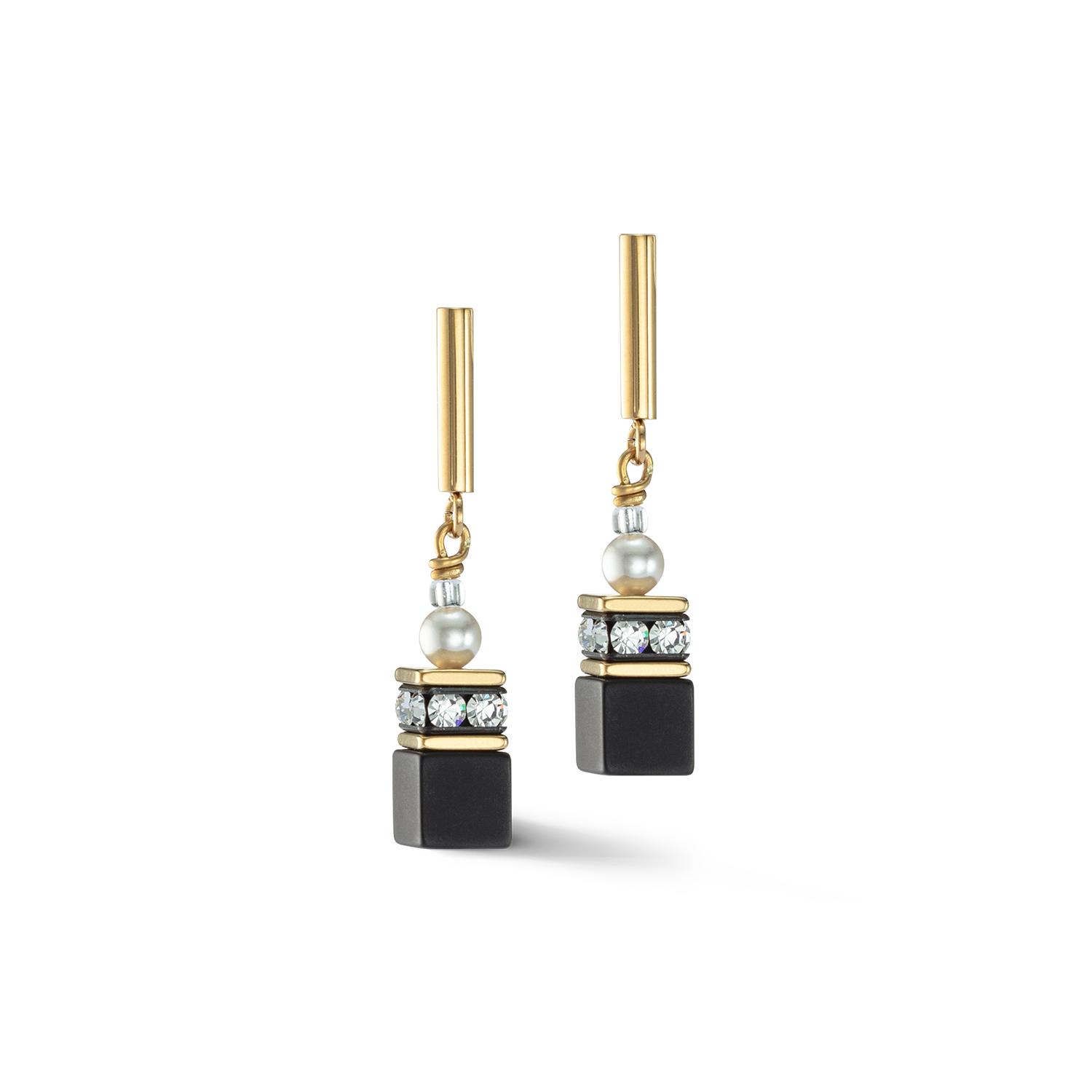 GeoCUBE® Precious Fusion Pearls Ohrringe schwarz-gold