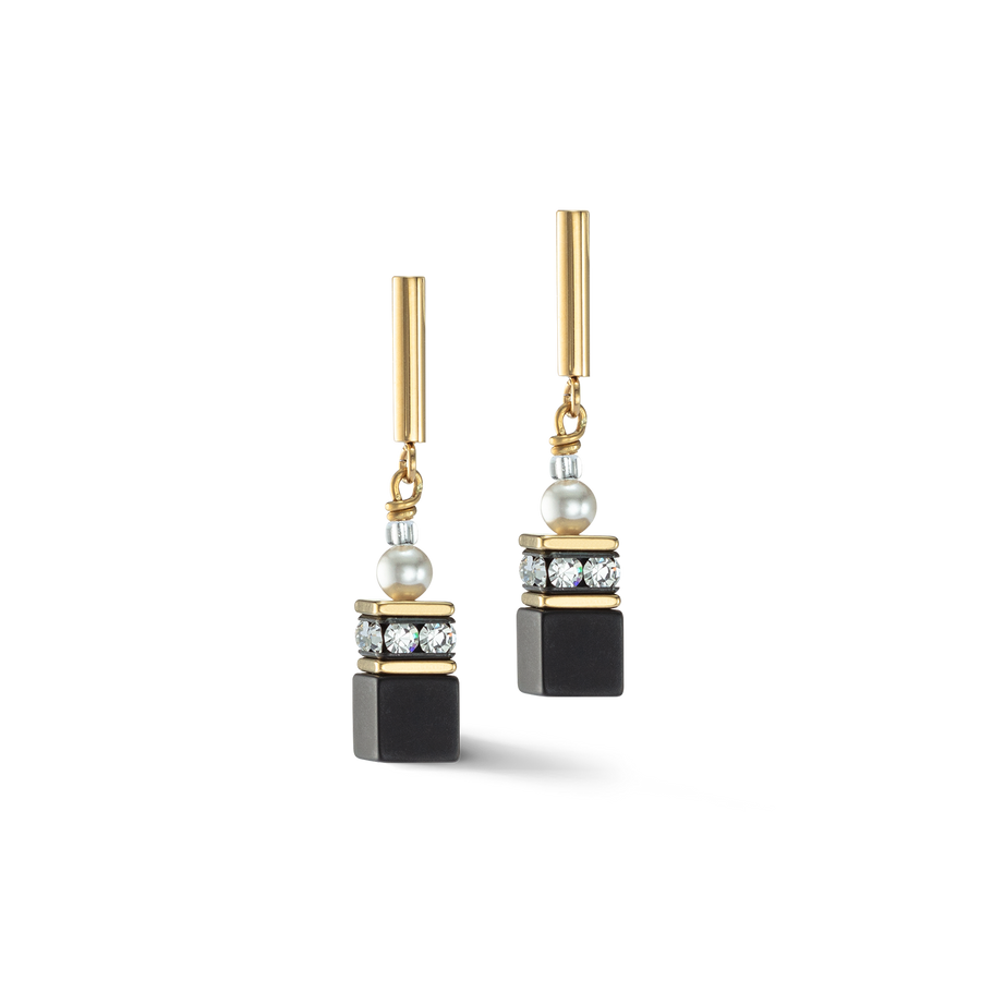 GeoCUBE® Precious Fusion Pearls Ohrringe schwarz-gold