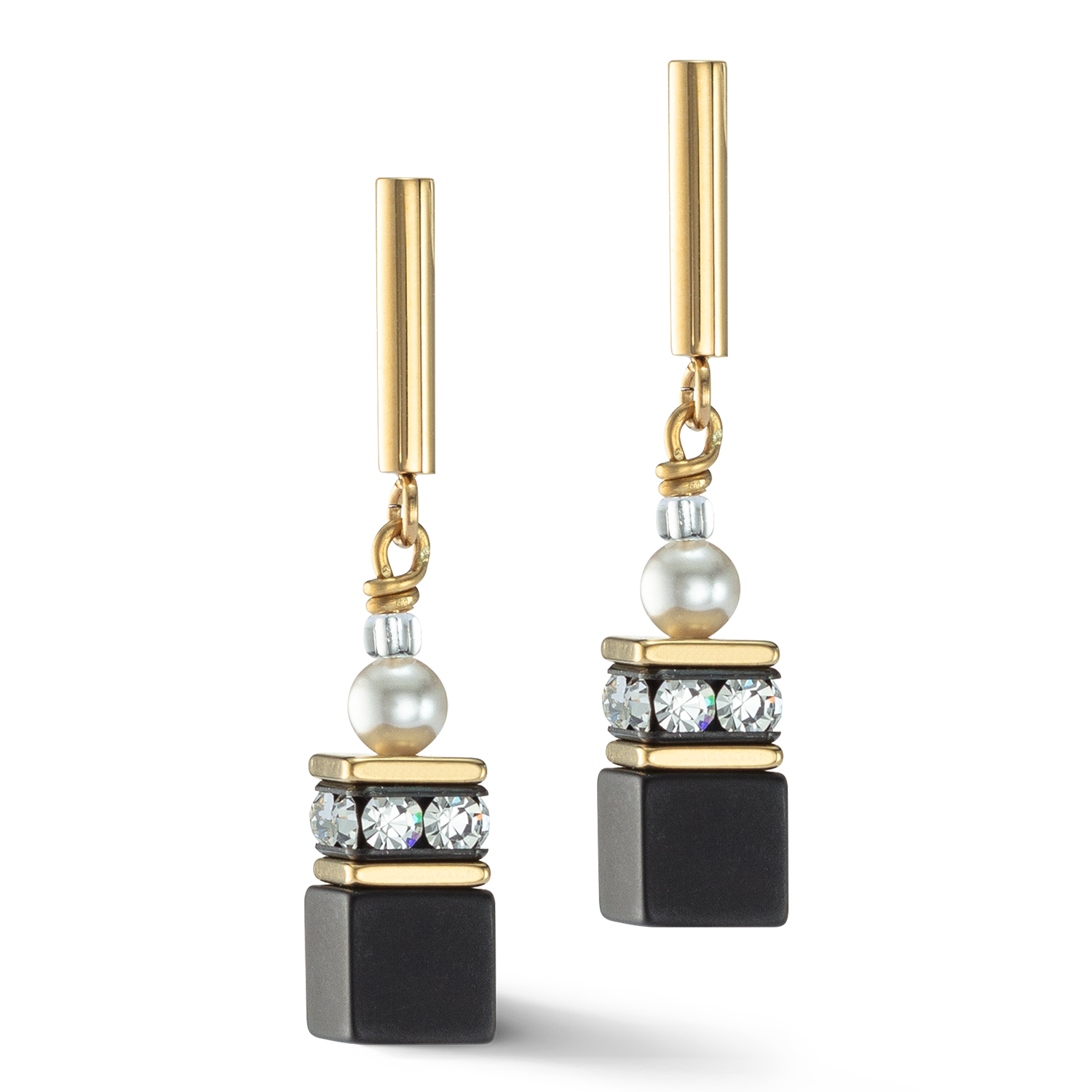 GeoCUBE® Precious Fusion Pearls Ohrringe schwarz-gold
