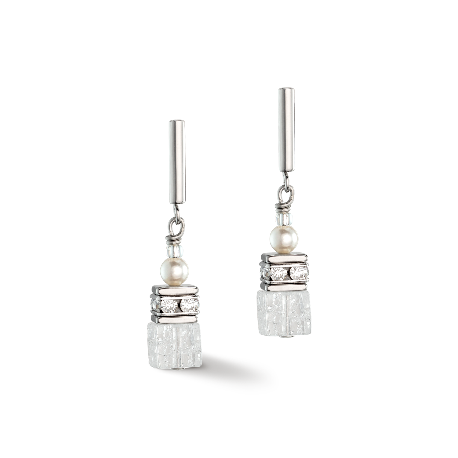GeoCUBE® Precious Fusion Pearls Ohrringe weiß