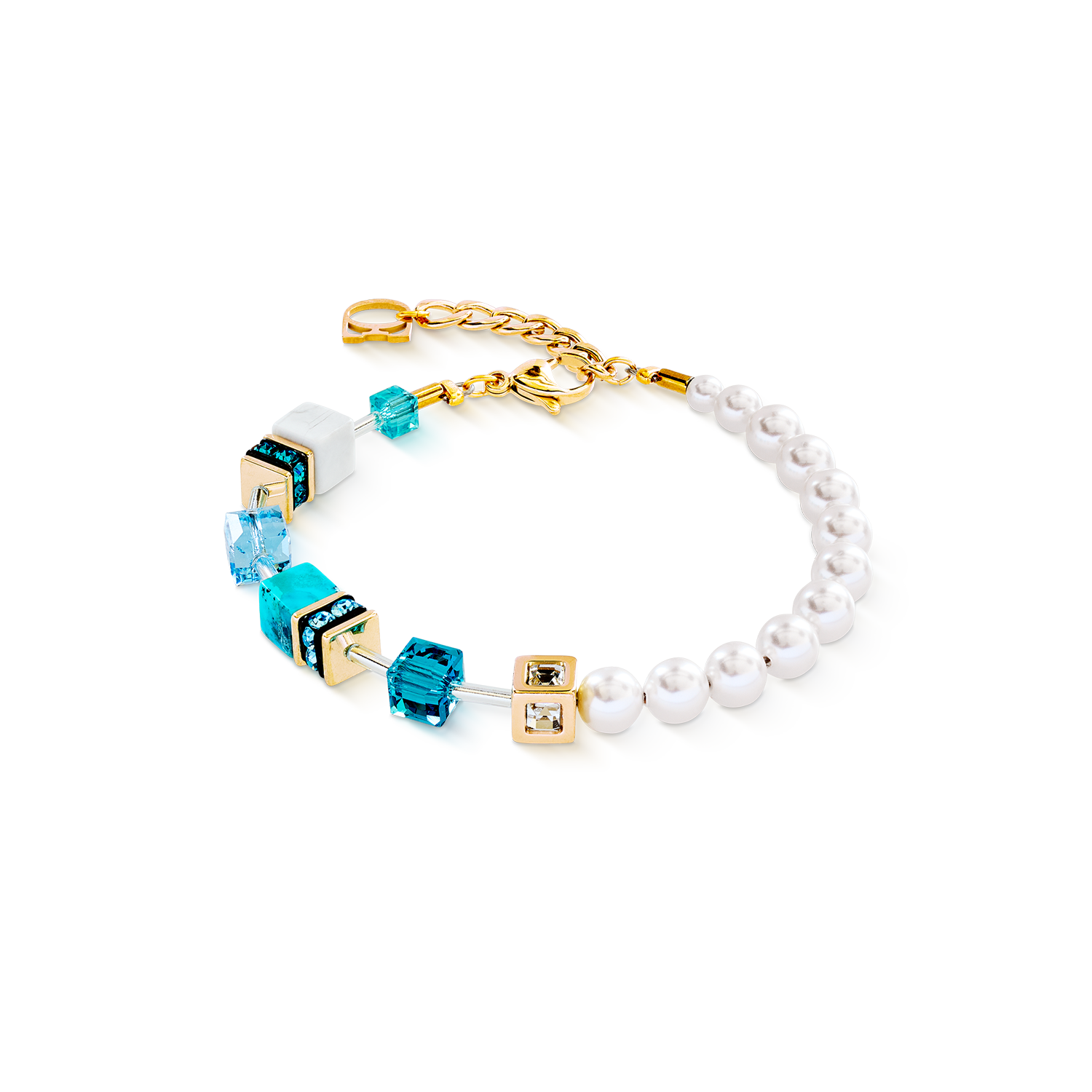 GeoCUBE® Precious Fusion Pearls Armband türkis