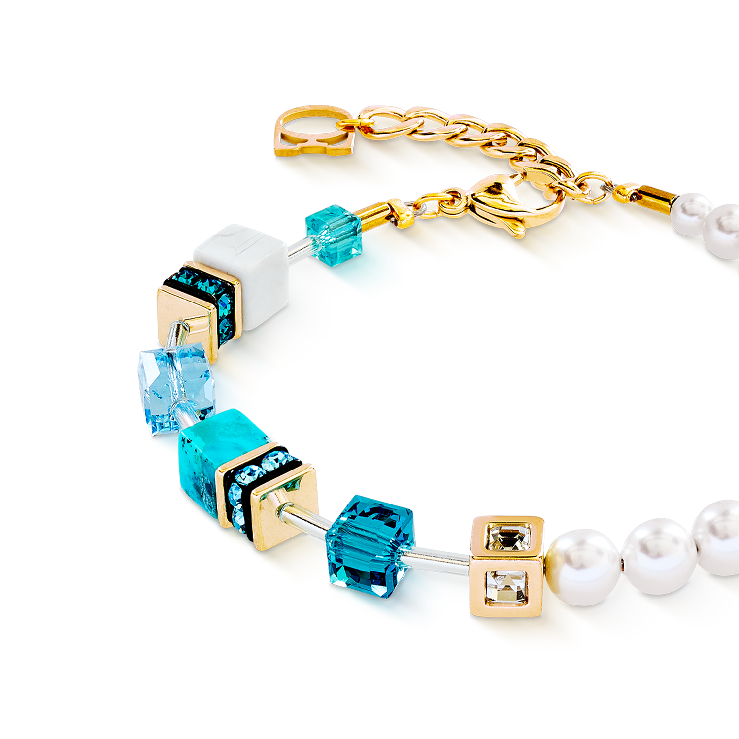 GeoCUBE® Precious Fusion Pearls Armband türkis von COEUR DE LION – Detailaufnahme