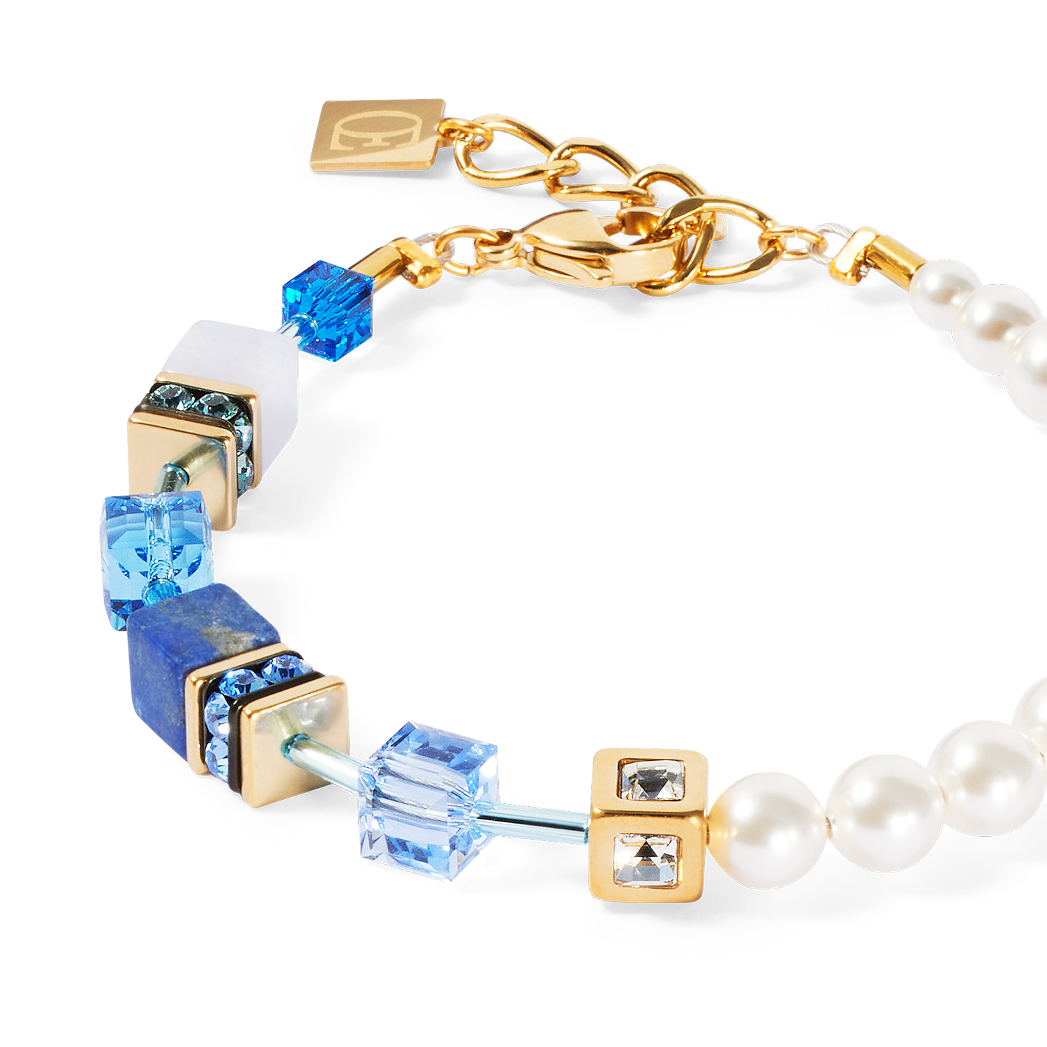 GeoCUBE® Precious Fusion Pearls Armband blau von COEUR DE LION – Detailaufnahme