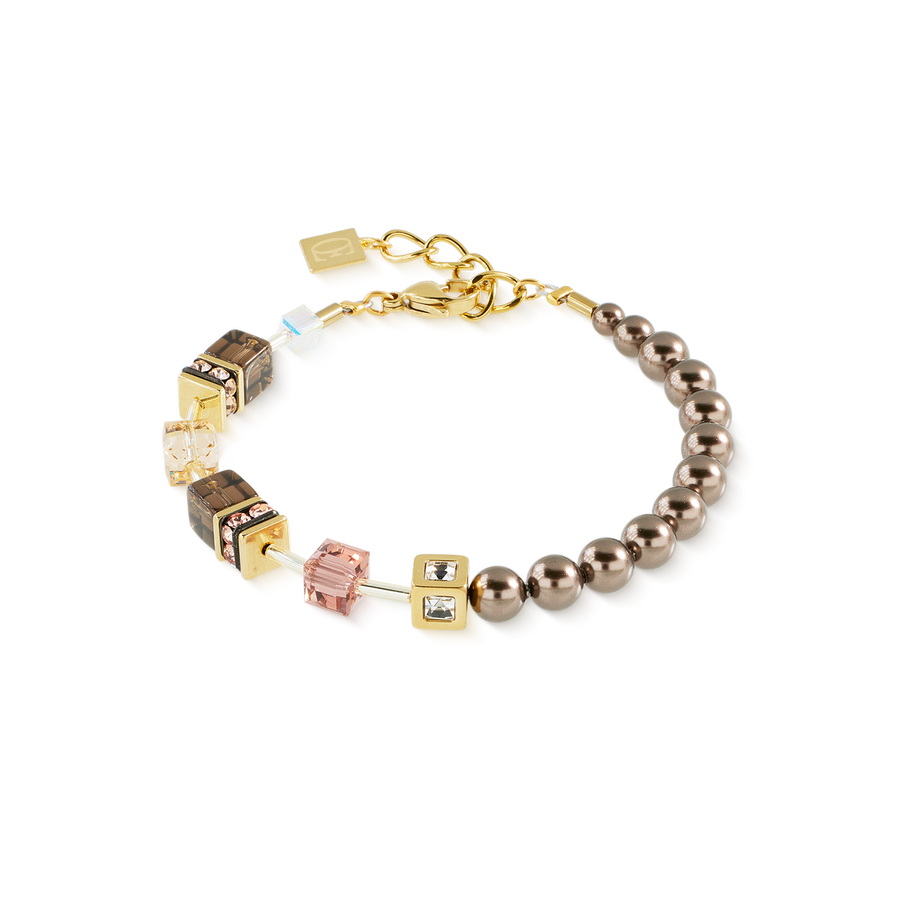 GeoCUBE® Precious Fusion Pearls Armband Mocha Mousse