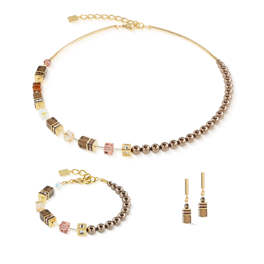 GeoCUBE® Precious Fusion Pearls Armband Mocha Mousse