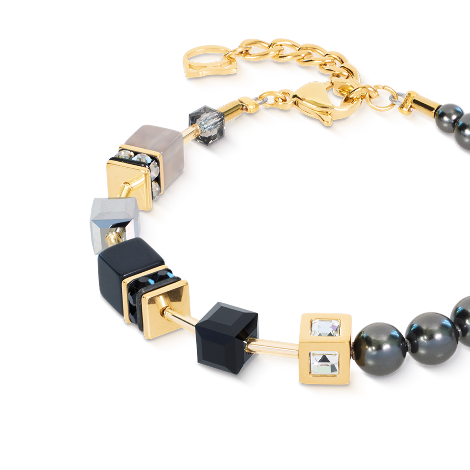 GeoCUBE® Precious Fusion Pearls Armband Anthracite Glow