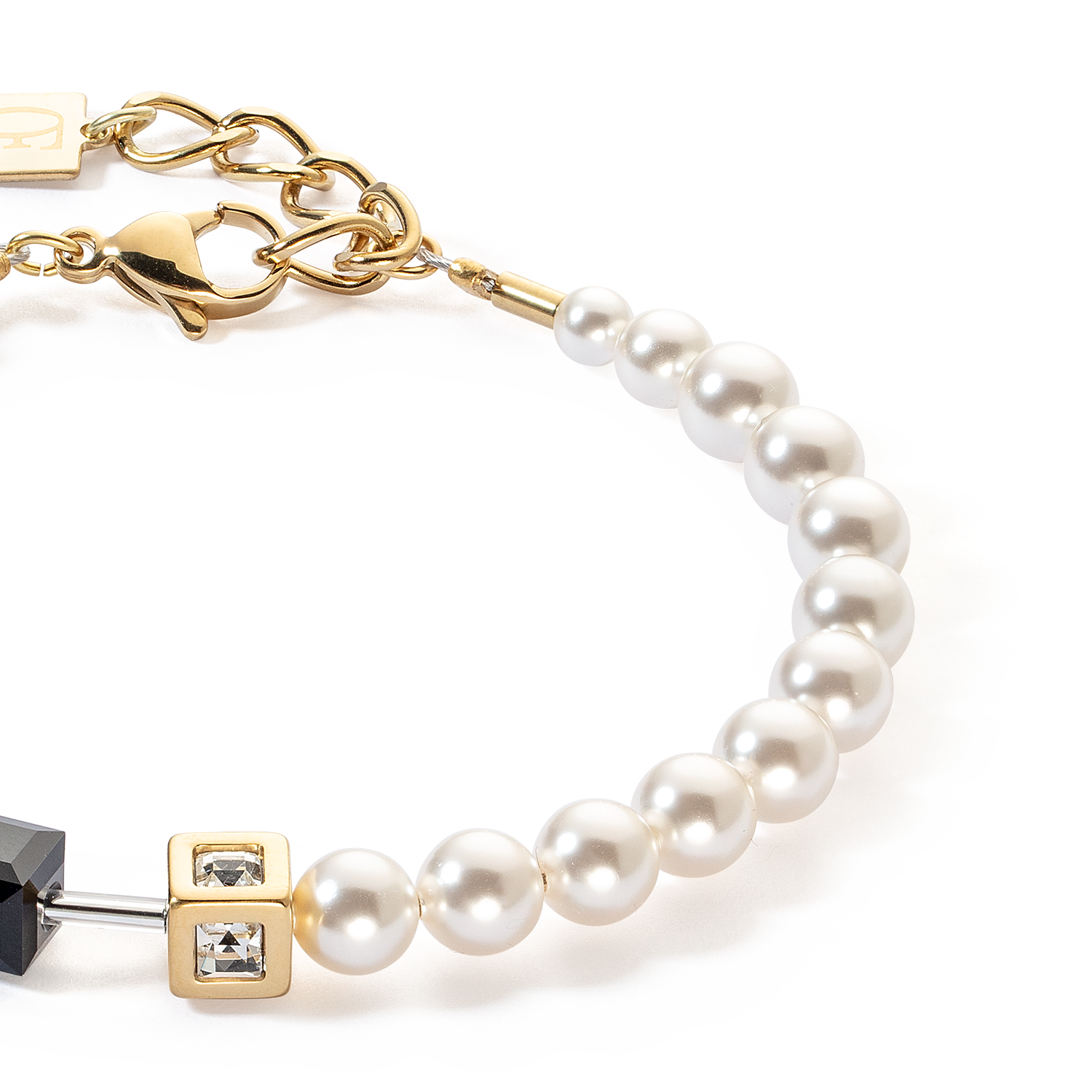 GeoCUBE® Precious Fusion Pearls Armband schwarz-gold
