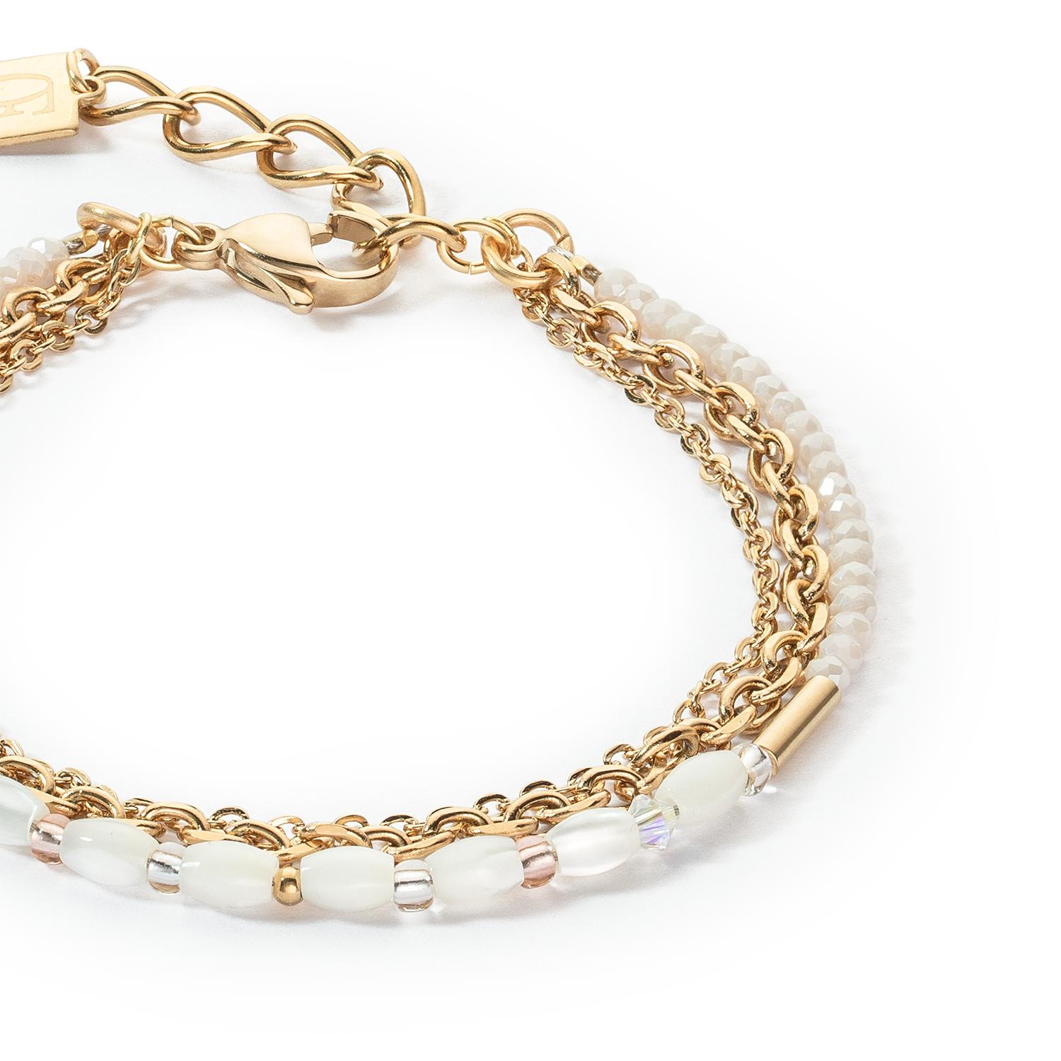 Brilliant Square Layer Armband gold von COEUR DE LION – Detailaufnahme