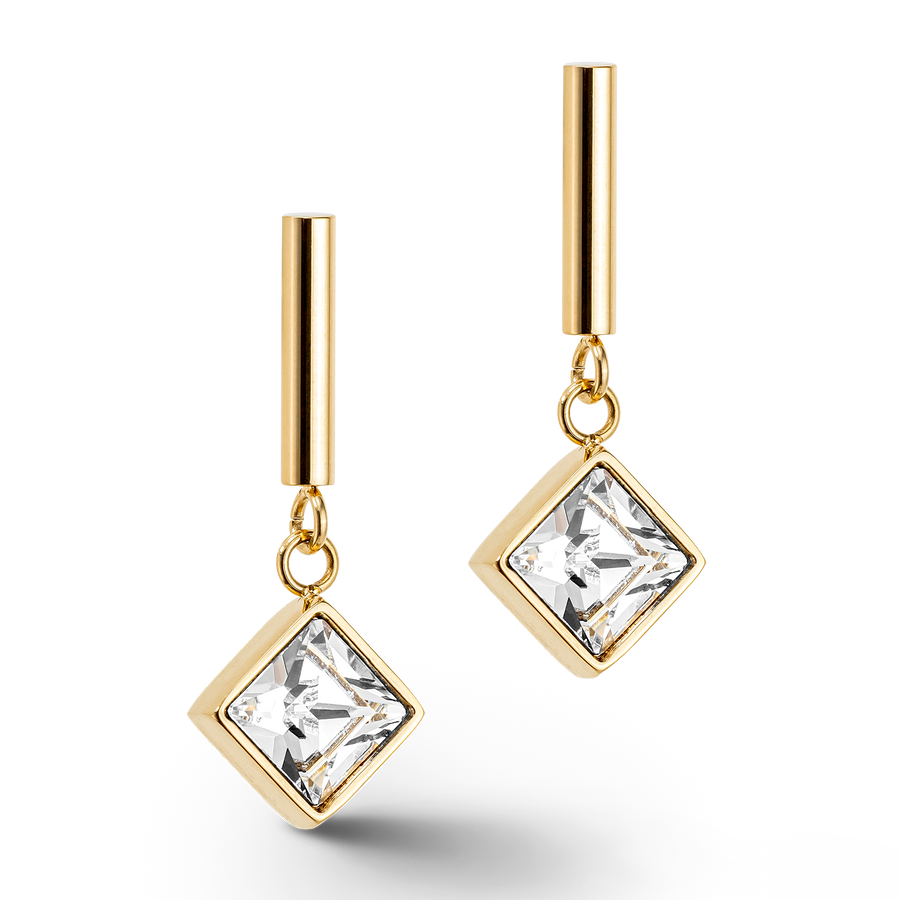 Brilliant Square Ohrringe gold-kristall