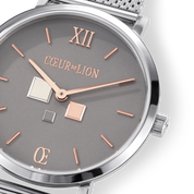 Uhr Rund Cool Grey Milanaise Edelstahl von COEUR DE LION – im Set mit passenden Schmuckstücken
