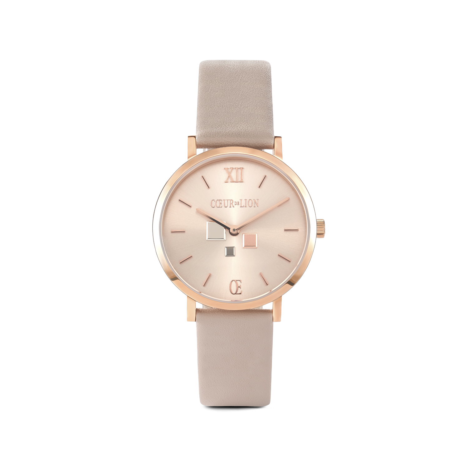 Uhr Rund Champagner Sunray Armband Leder Taupe