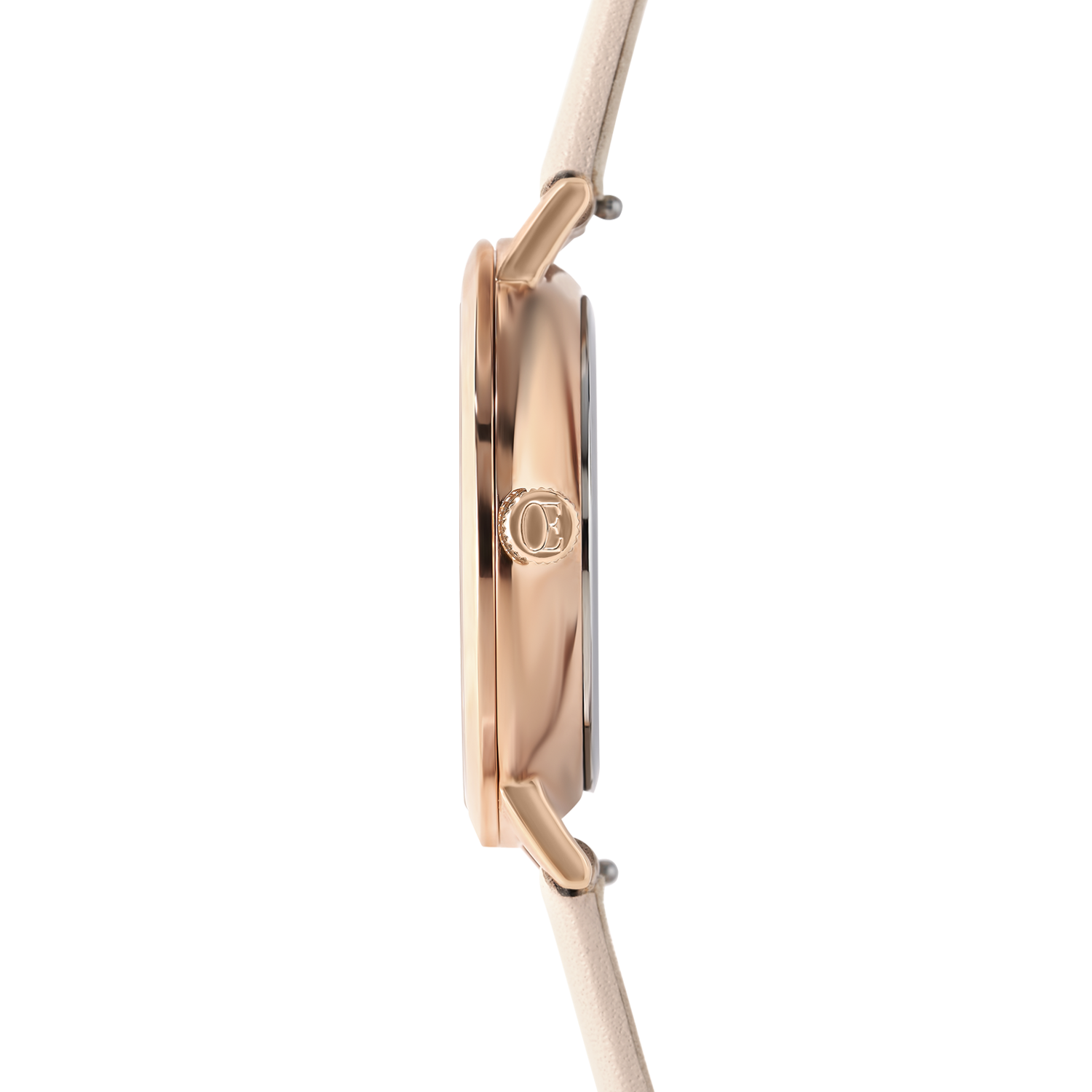Uhr Rund Champagner Sunray Armband Leder Taupe