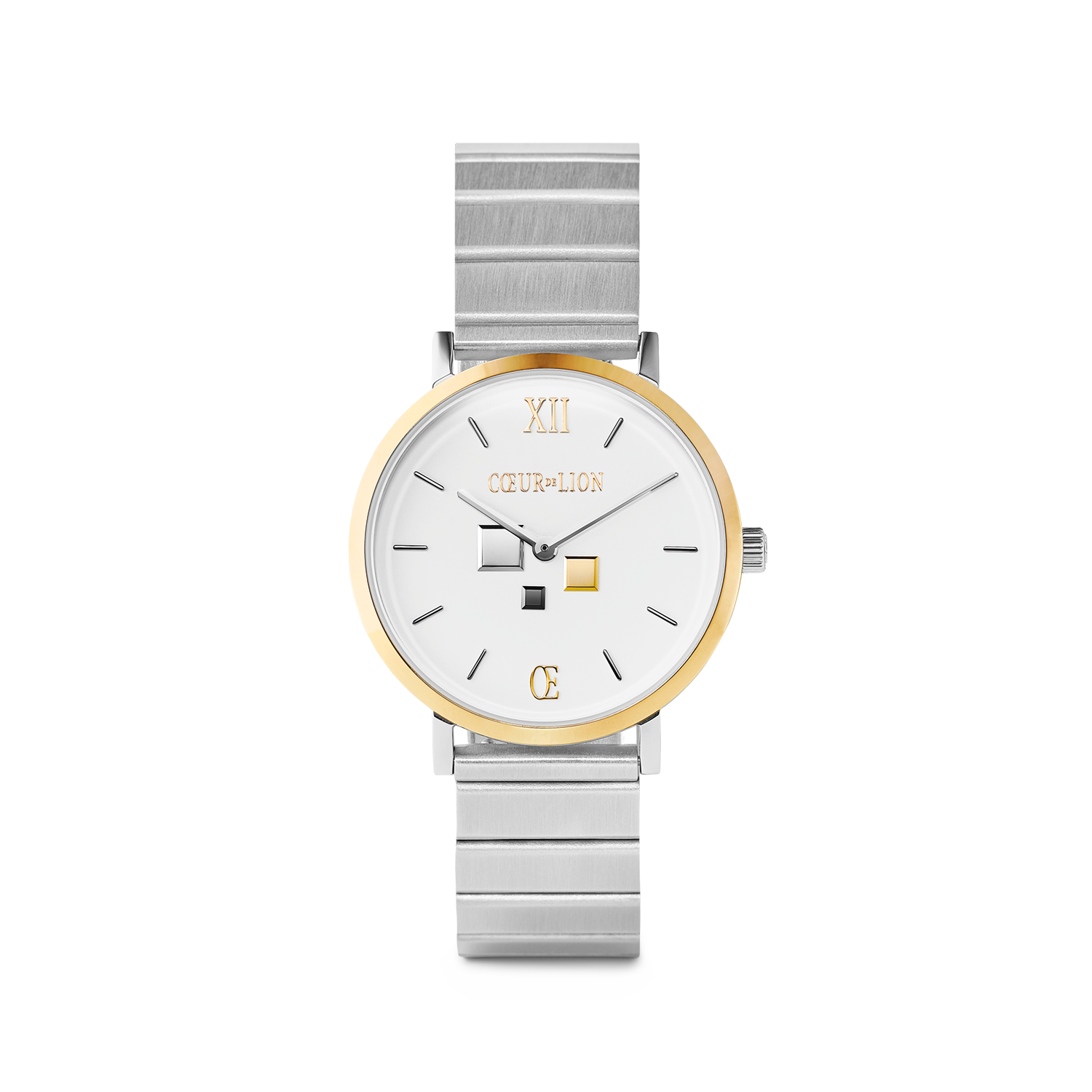 Uhr Rund Brilliant White Bicolor Edelstahl Silber von COEUR DE LION