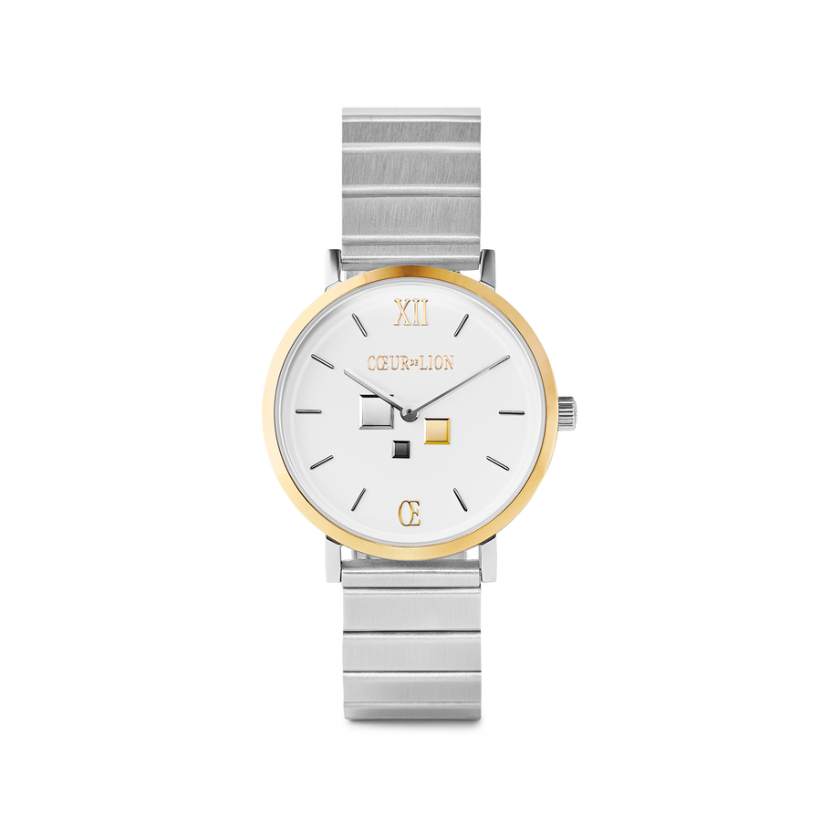 Uhr Rund Brilliant White Bicolor Edelstahl Silber
