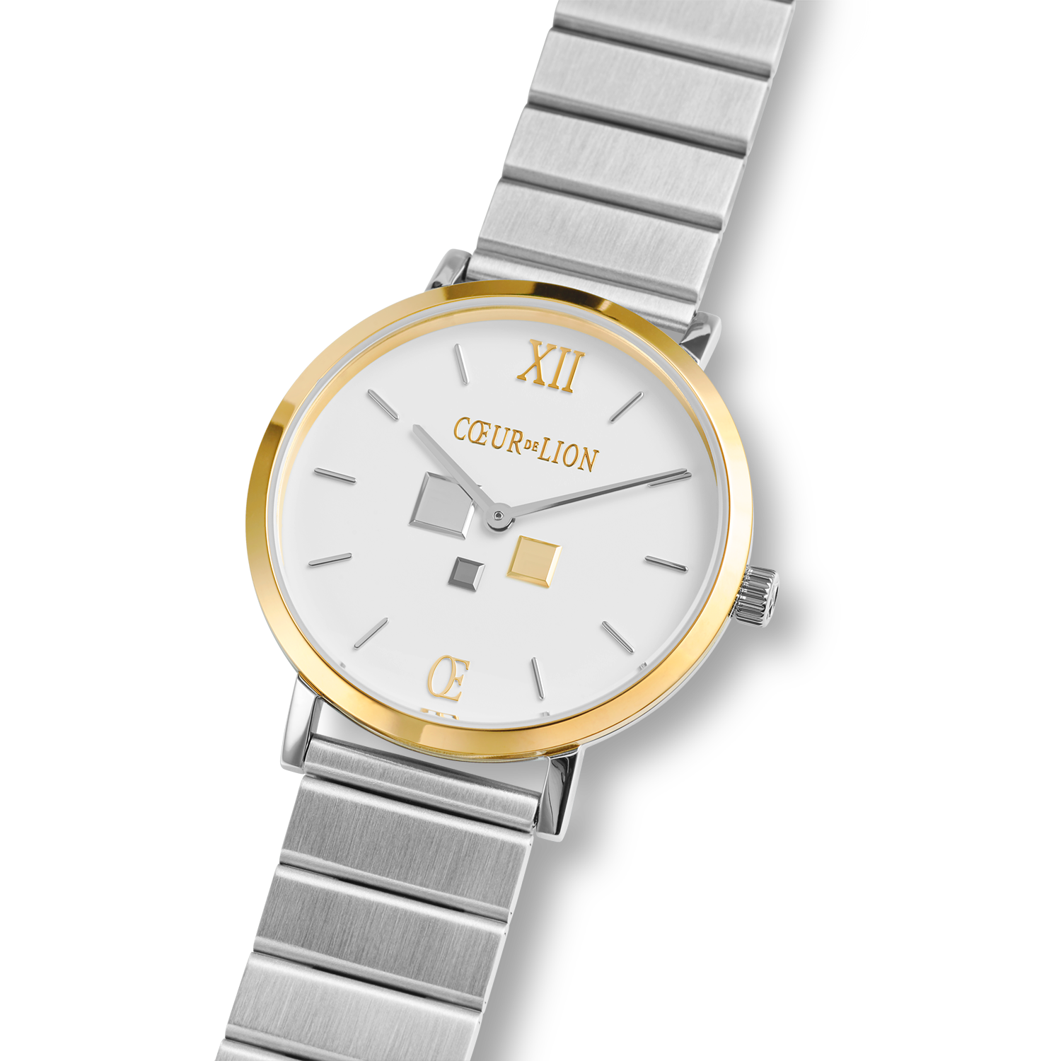Uhr Rund Brilliant White Bicolor Edelstahl Silber