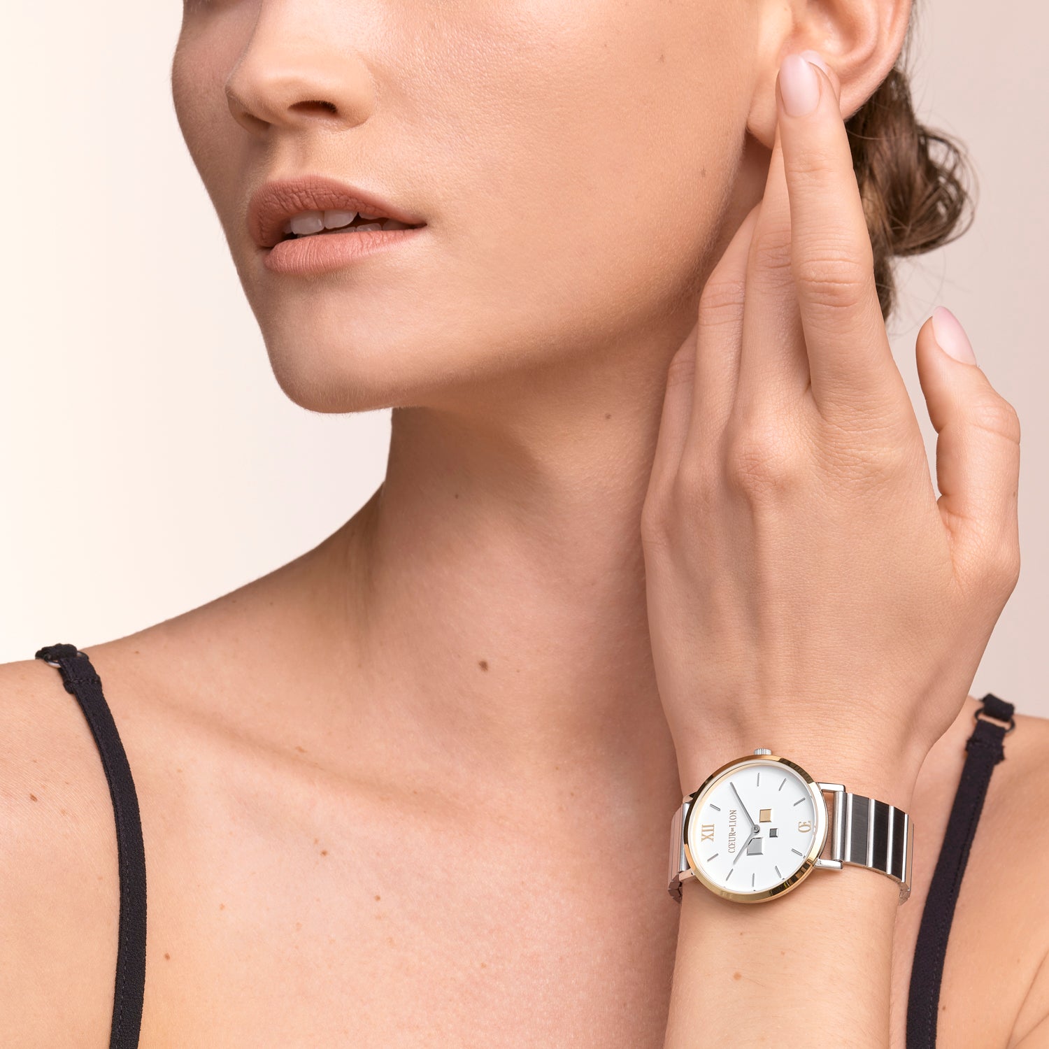 Uhr Rund Brilliant White Bicolor Edelstahl Silber