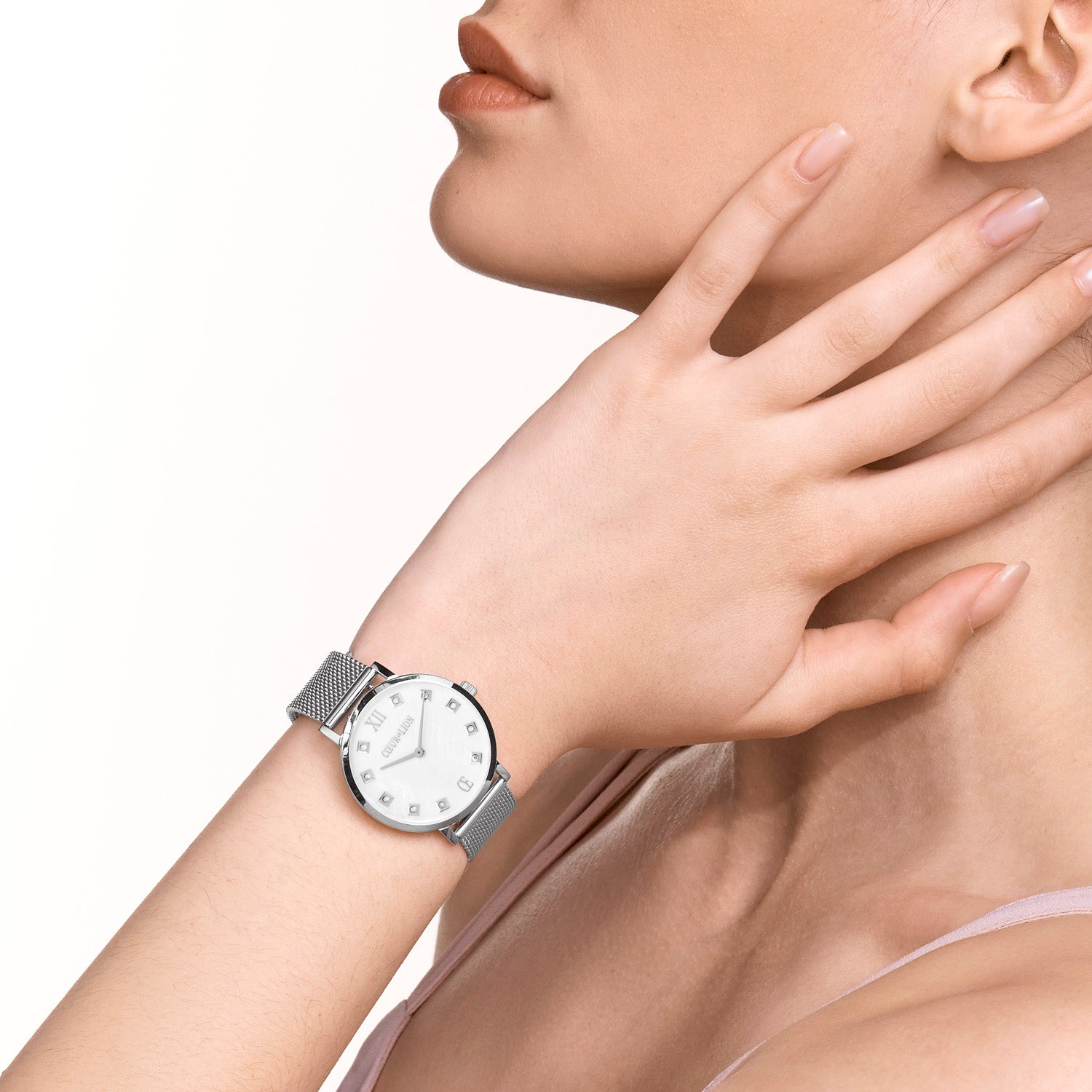 Uhr Rund Perlmutt Milanaise Edelstahl silber