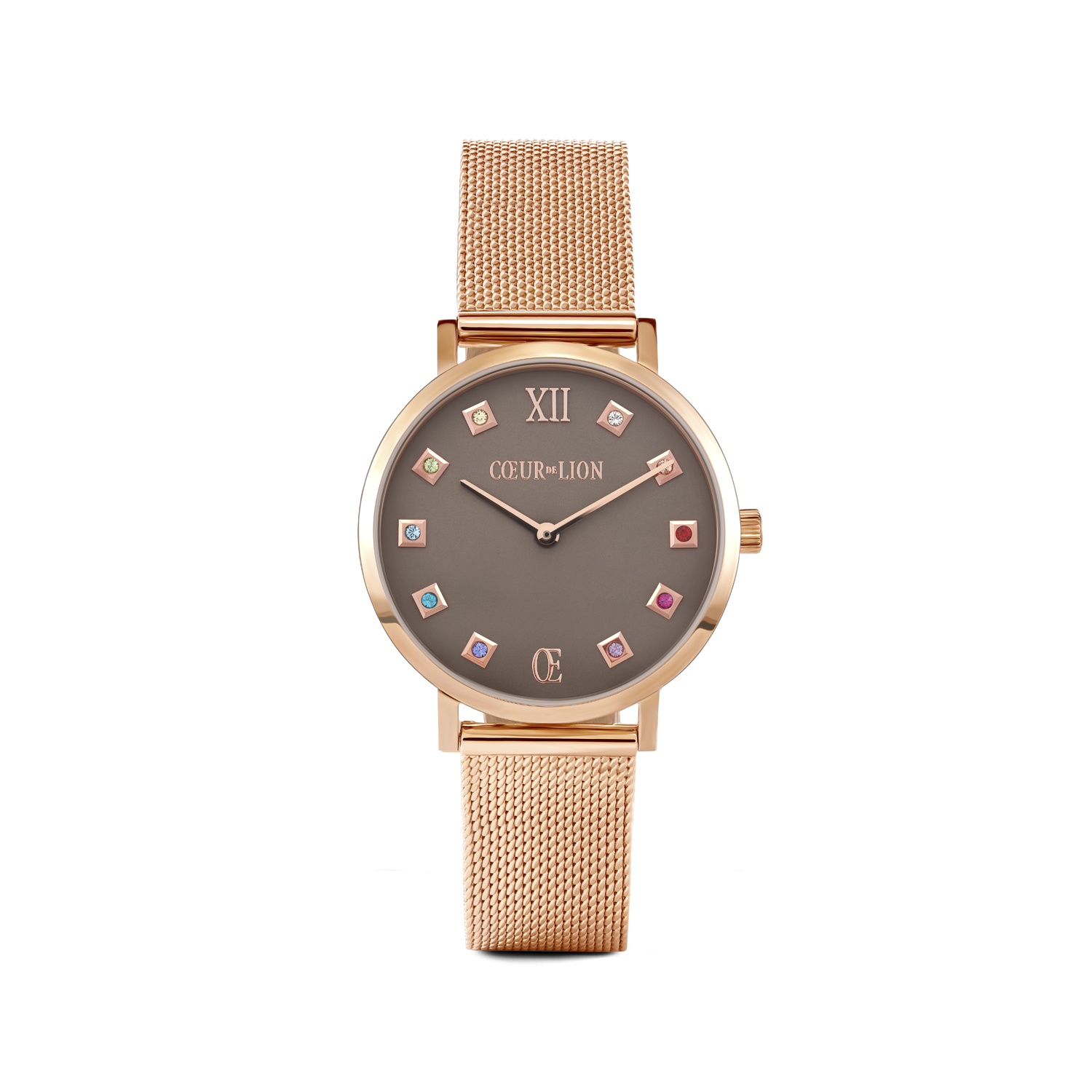 Uhr Rund Mocca Matt Milanaise Edelstahl Rosegold