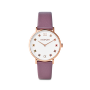 Uhr Rund Brilliant White Armband Leder Mauve von COEUR DE LION