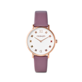 Uhr Rund Brilliant White Armband Leder Mauve