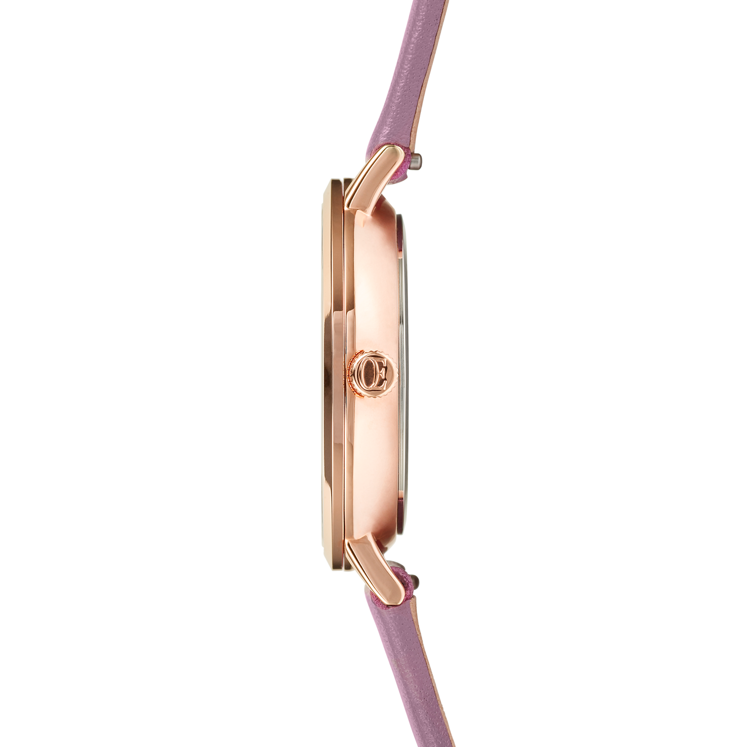 Uhr Rund Brilliant White Armband Leder Mauve