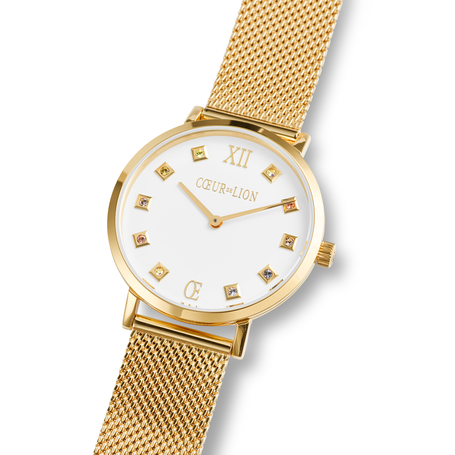 Uhr Rund Brilliant White Milanaise Edelstahl Gold