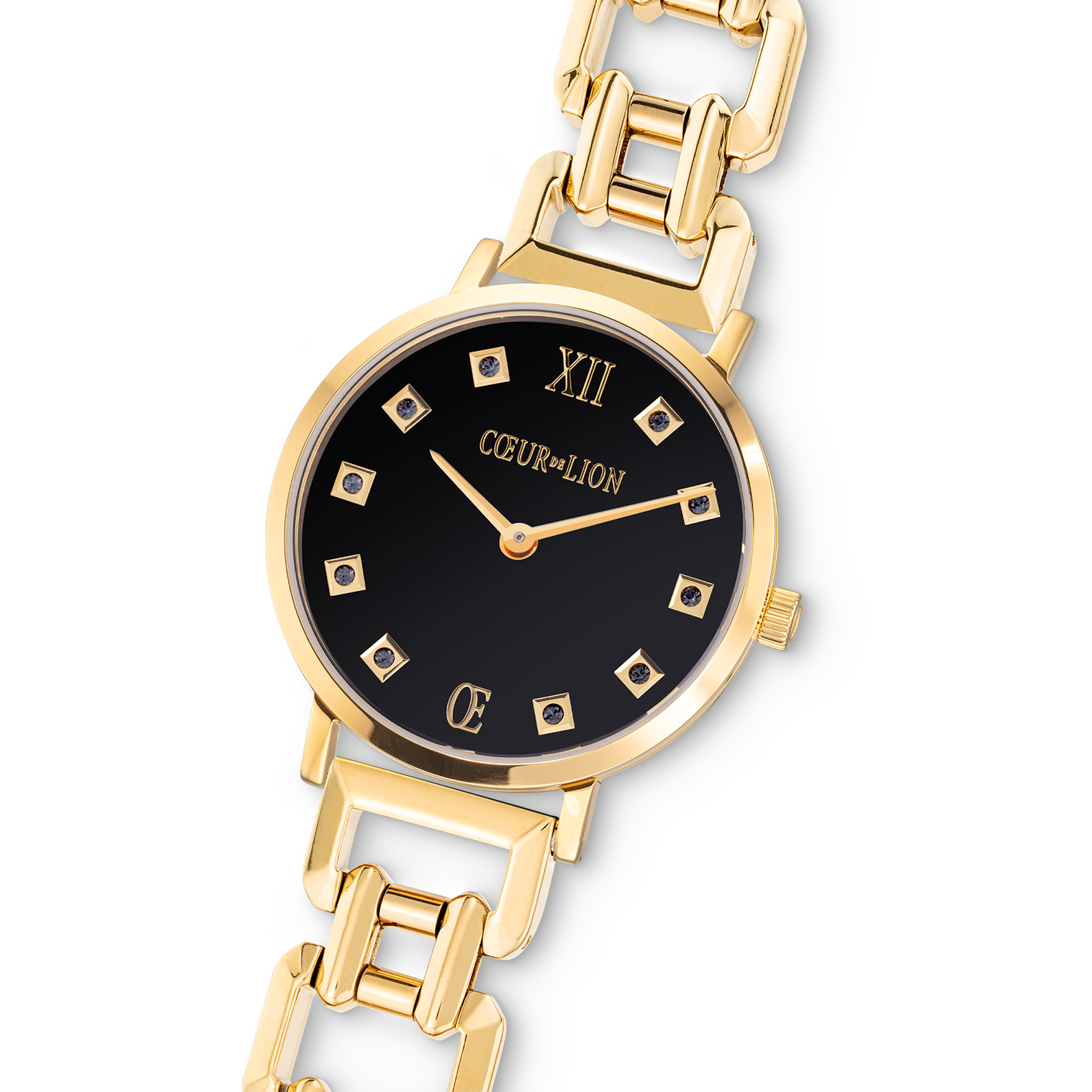 Uhr Rund Brilliant Glamourous Black Statement Gold