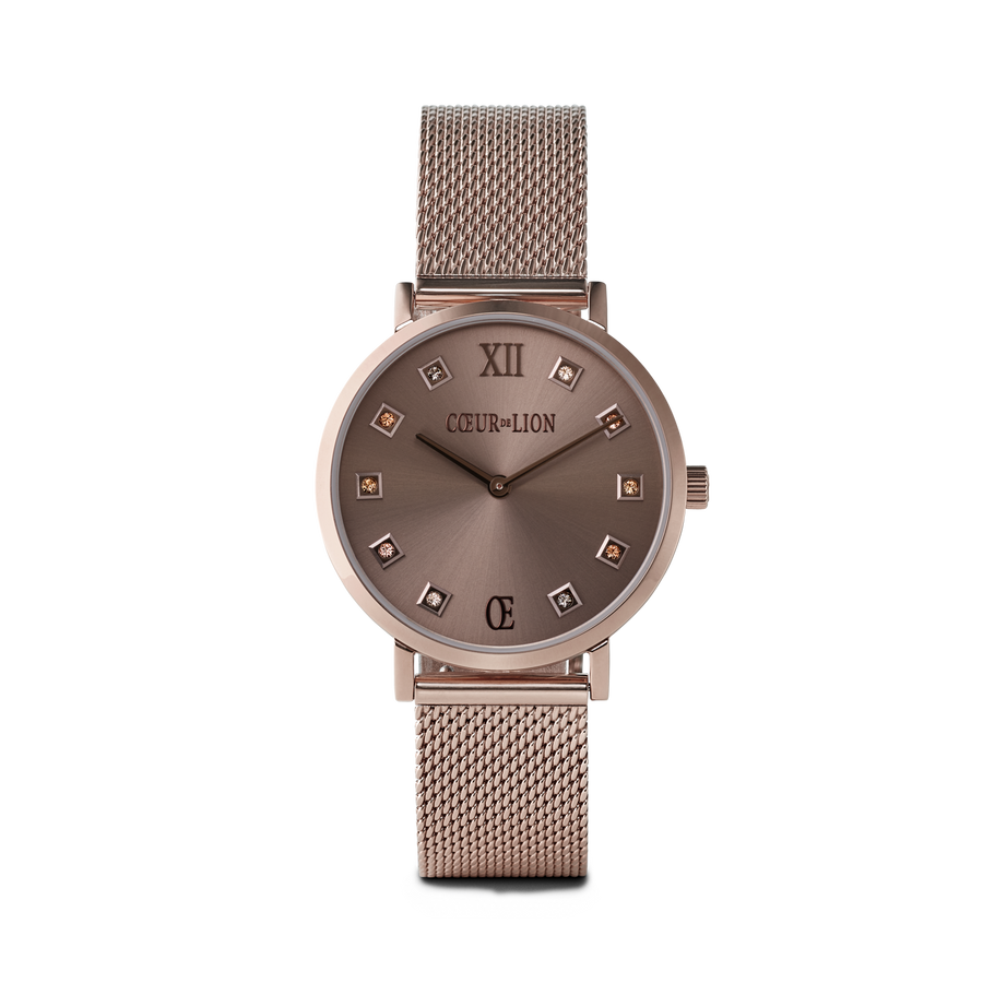 Uhr Rund Champagne Sunray Milanaise Edelstahl Champagne