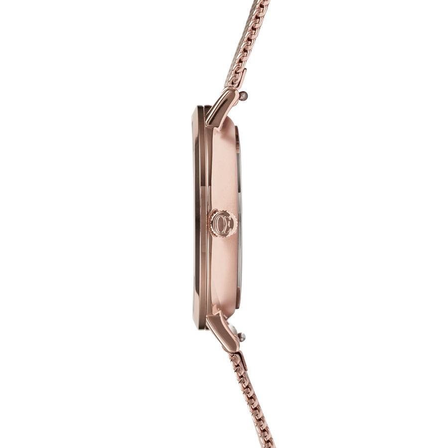 Uhr Rund Champagne Sunray Milanaise Edelstahl Champagne
