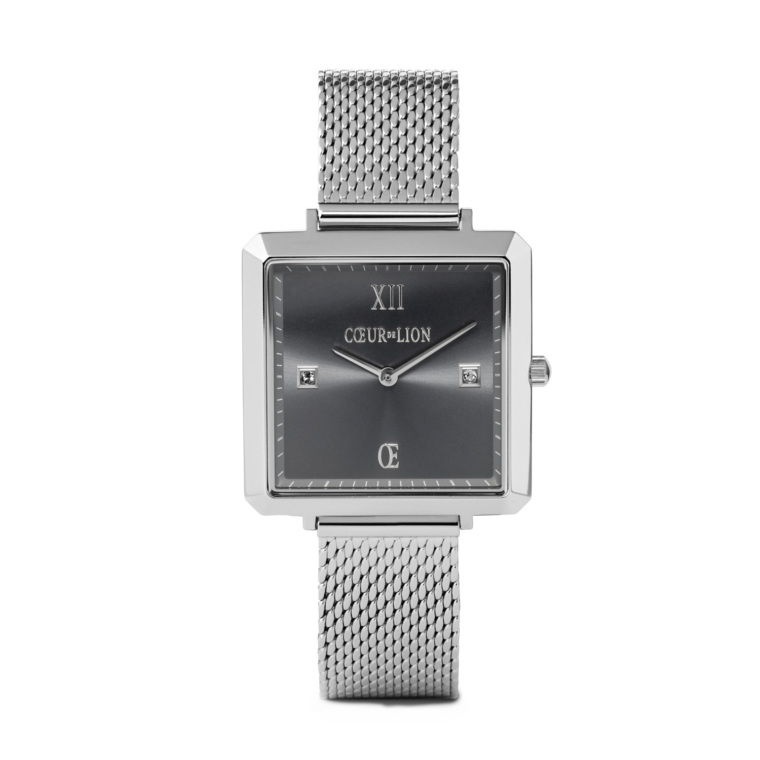 Uhr Iconic Square Graphite Sunray Milanaise Edelstahl