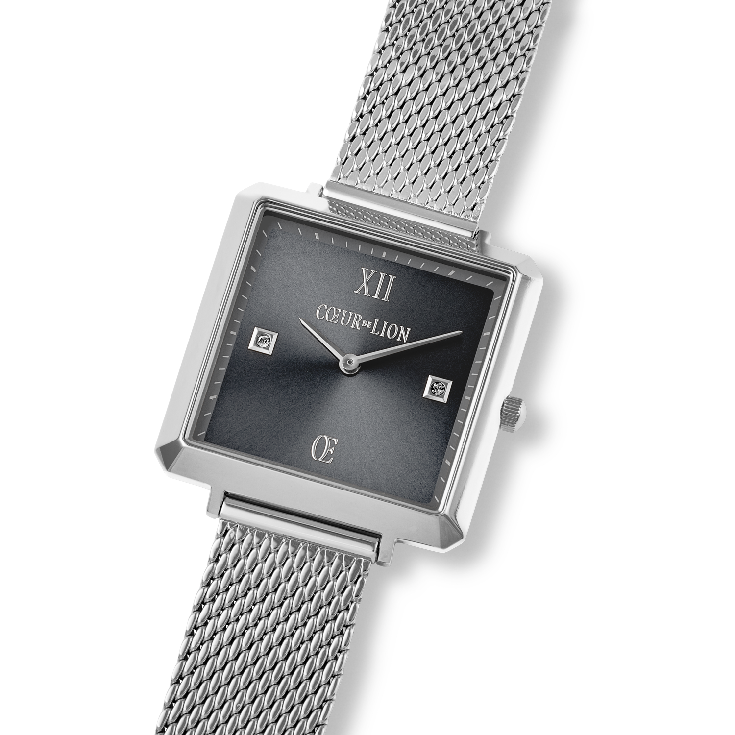 Uhr Iconic Square Graphite Sunray Milanaise Edelstahl