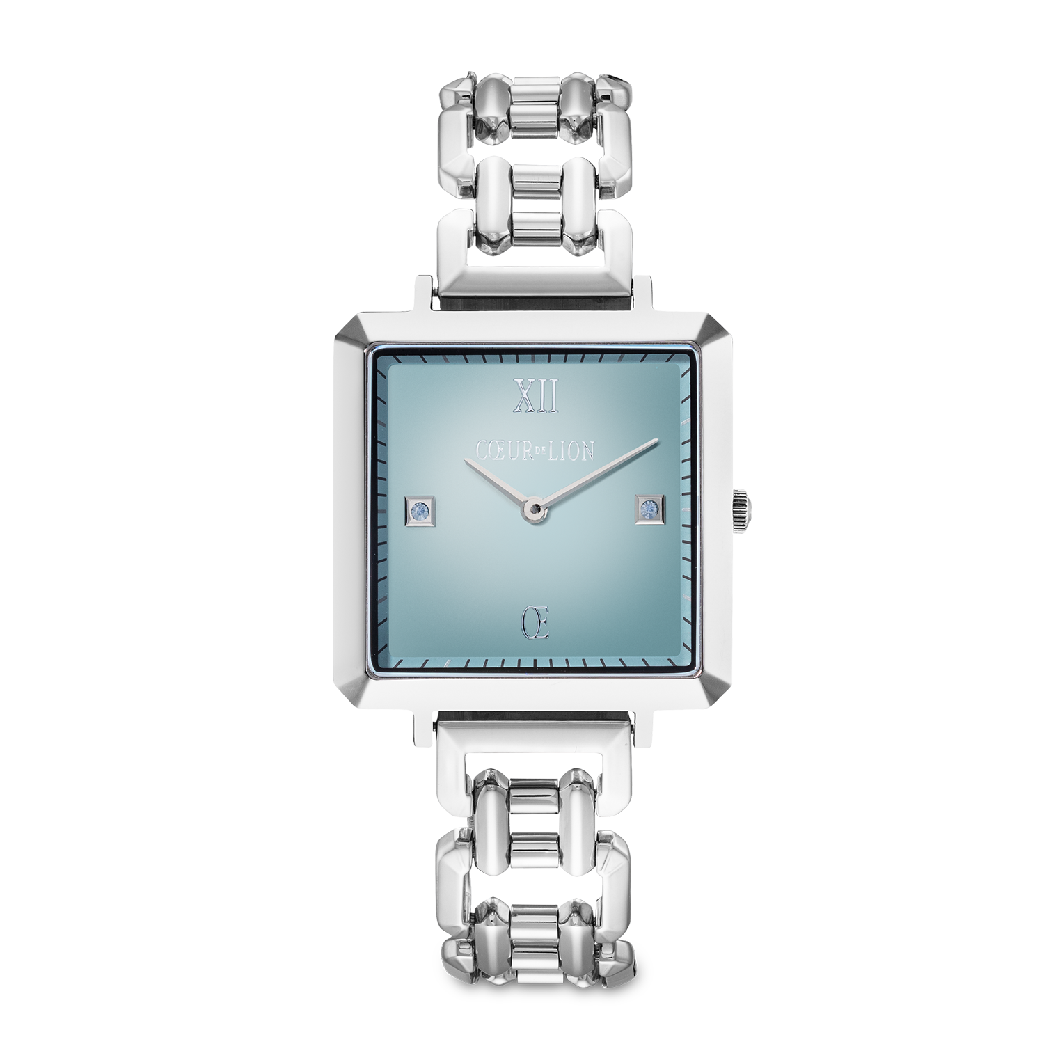 Uhr Iconic Cube Ocean Cyan Statement silber