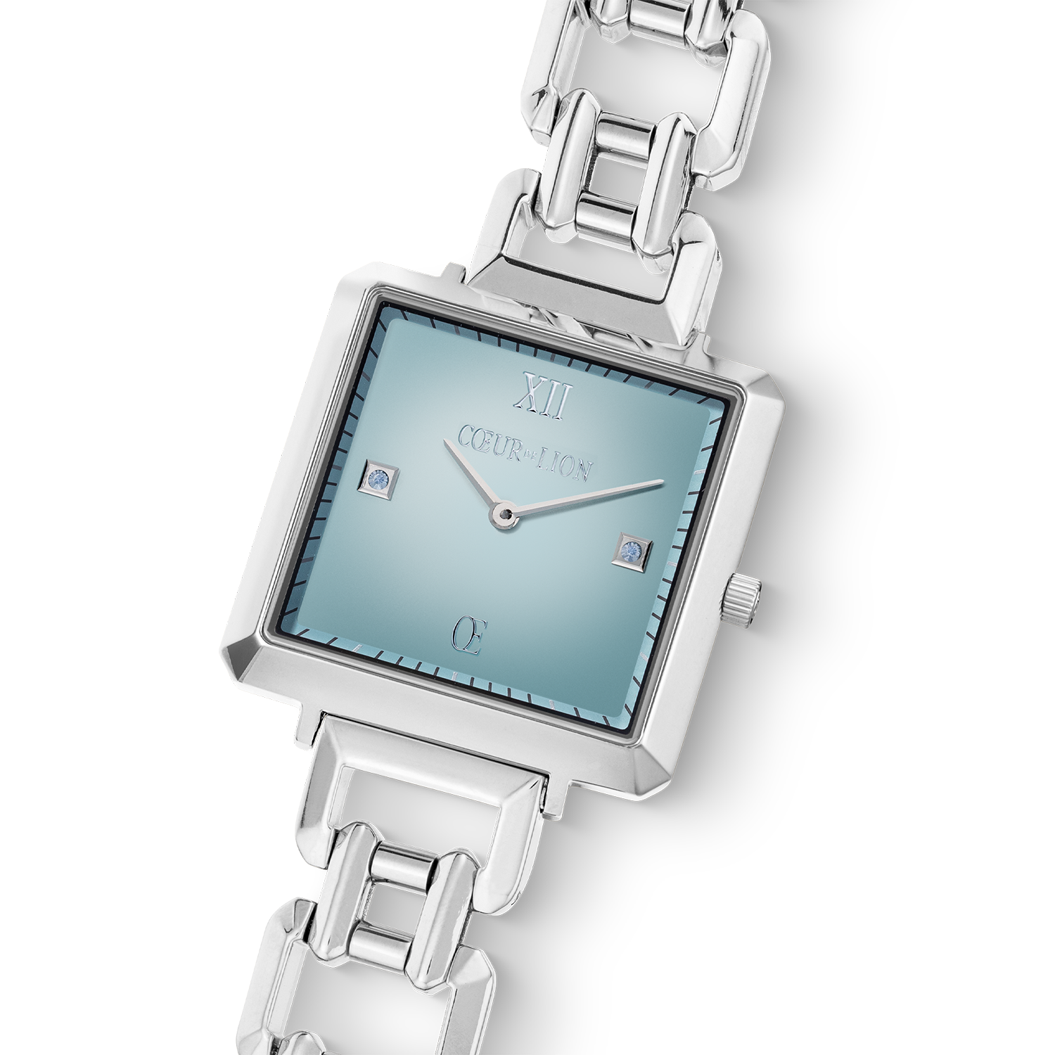 Uhr Iconic Cube Ocean Cyan Statement silber