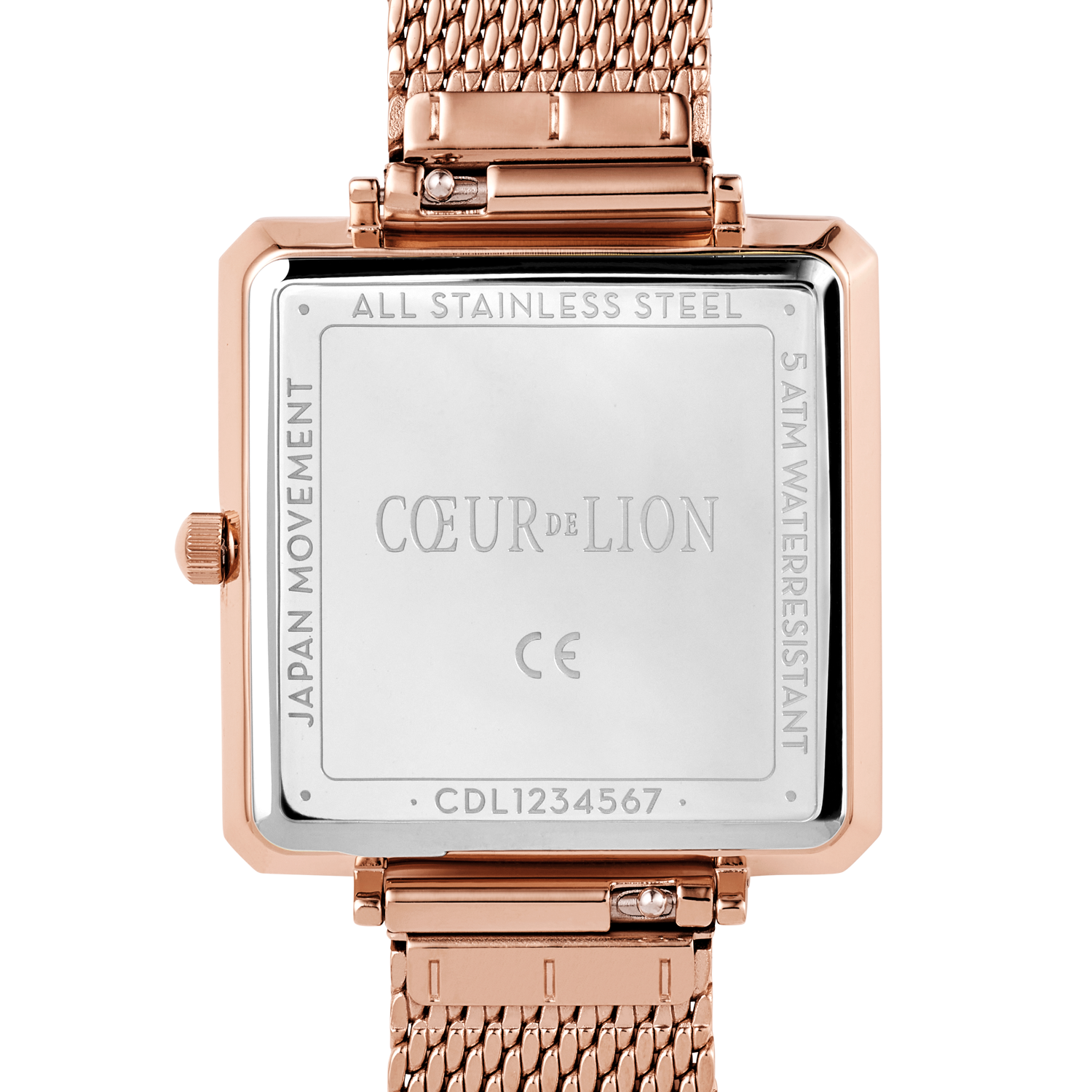 Uhr Iconic Square Mocca Sunray Milanaise Edelstahl Rosegold