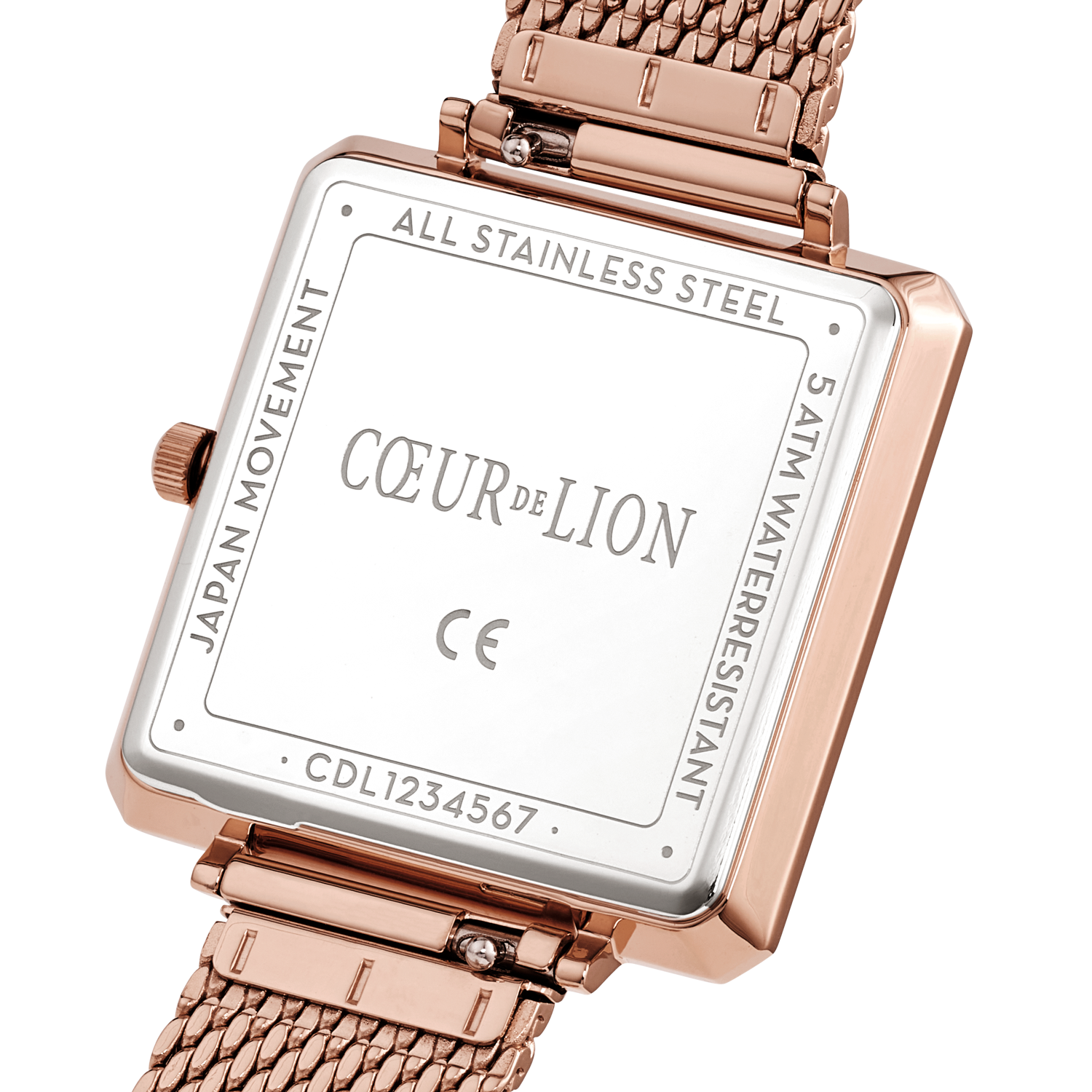 Uhr Iconic Square Mocca Sunray Milanaise Edelstahl Rosegold