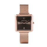 Uhr Iconic Square Mocca Sunray Milanaise Edelstahl Rosegold